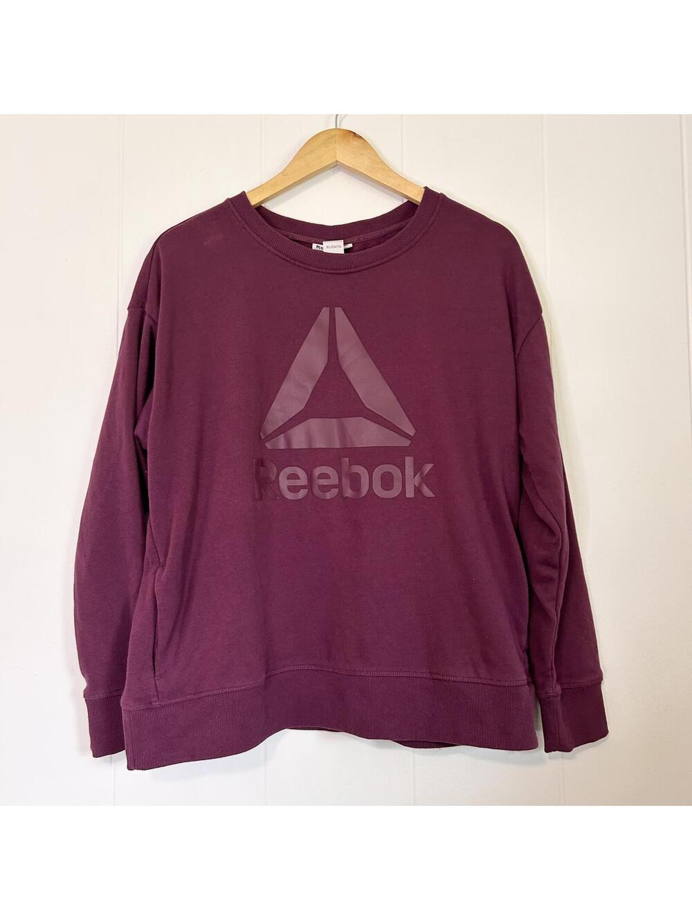 Reebok Logo Burgundy Long Sleeve Pullover Crewneck Sweater Women's XL